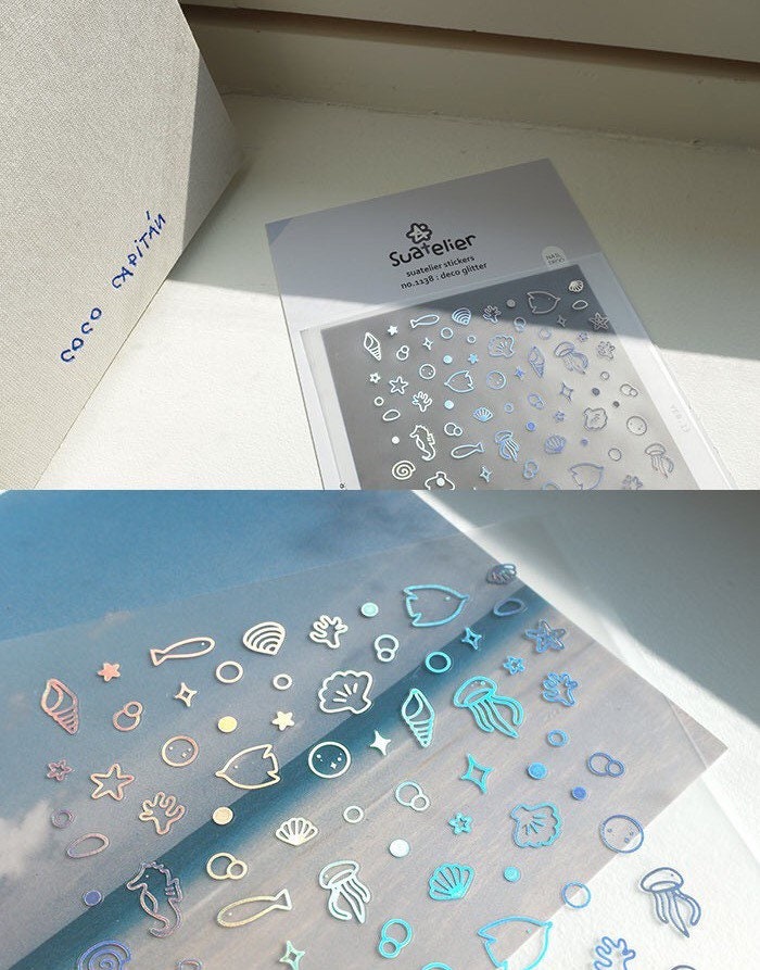 Suatelier Glitter Decorative Stickers for Scrapbooking – 1 Sheet