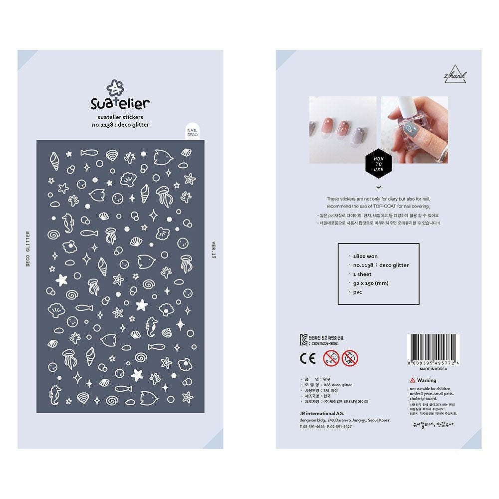 Suatelier Glitter Decorative Stickers for Scrapbooking – 1 Sheet