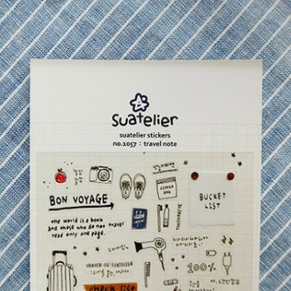 Suatelier Travel Note Decorative Sticker Sheet for Planner and Journal