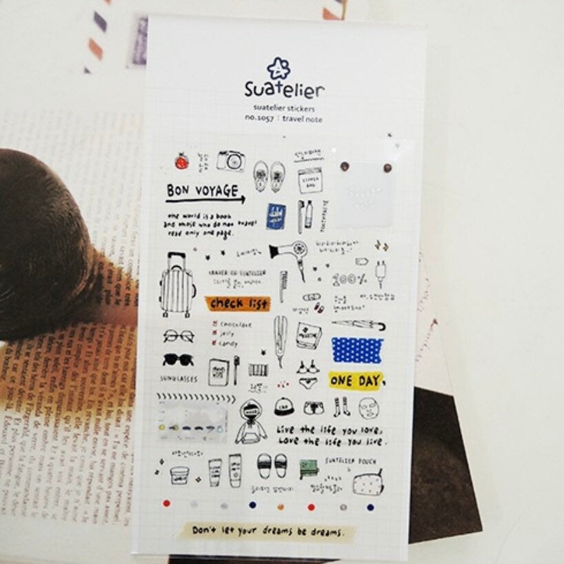 Suatelier Travel Note Decorative Sticker Sheet for Planner and Journal