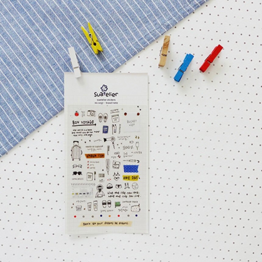 Suatelier Travel Note Decorative Sticker Sheet for Planner and Journal