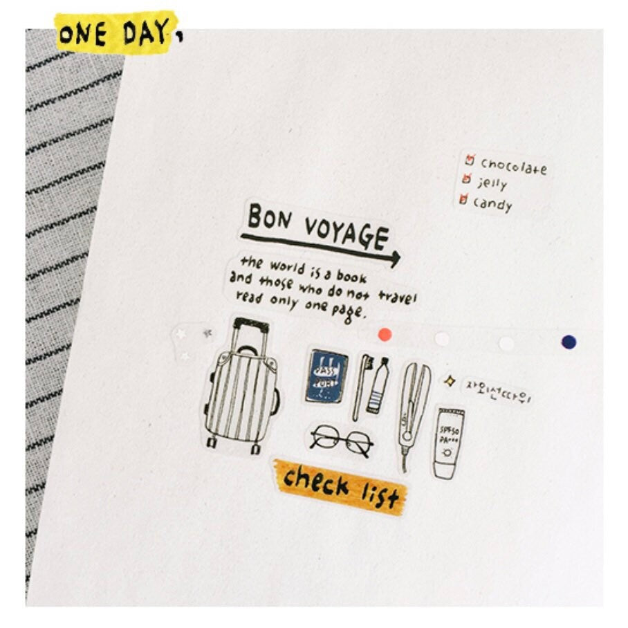 Suatelier Travel Note Decorative Sticker Sheet for Planner and Journal