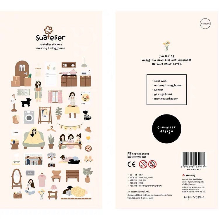 Suatelier Vlog Home Decorative Stickers for Journaling and Planners