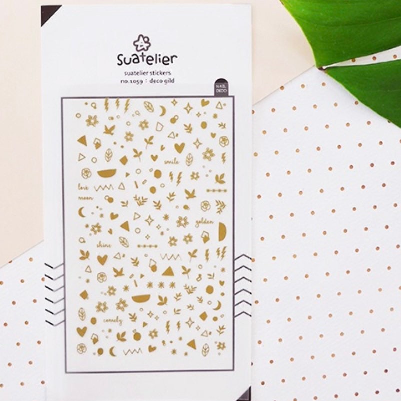 Suatelier Deco Gild Gold Foil Sticker Sheet for Journaling - 10x19cm