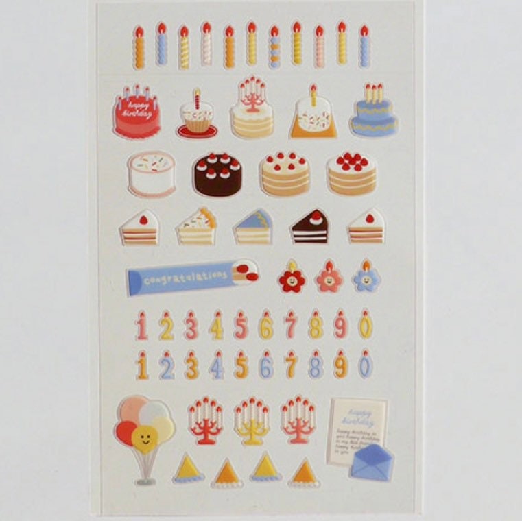 Suatelier Cake is Here Decorative Stickers for Journaling - 1 Sheet