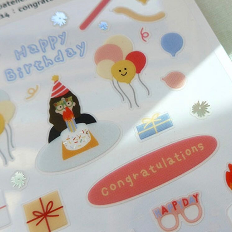 Suatelier Congratulations Decorative Stickers for Scrapbooking - 1 Sheet