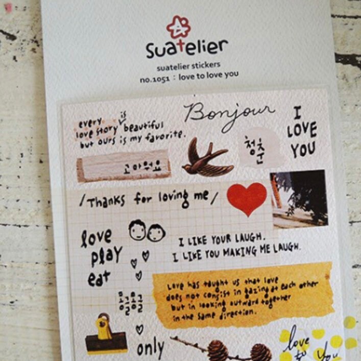 Suatelier Love to Love You Decorative Stickers for Journaling and Crafts