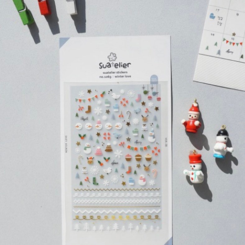 Suatelier Winter Love Decorative Stickers for Journaling and Scrapbooking