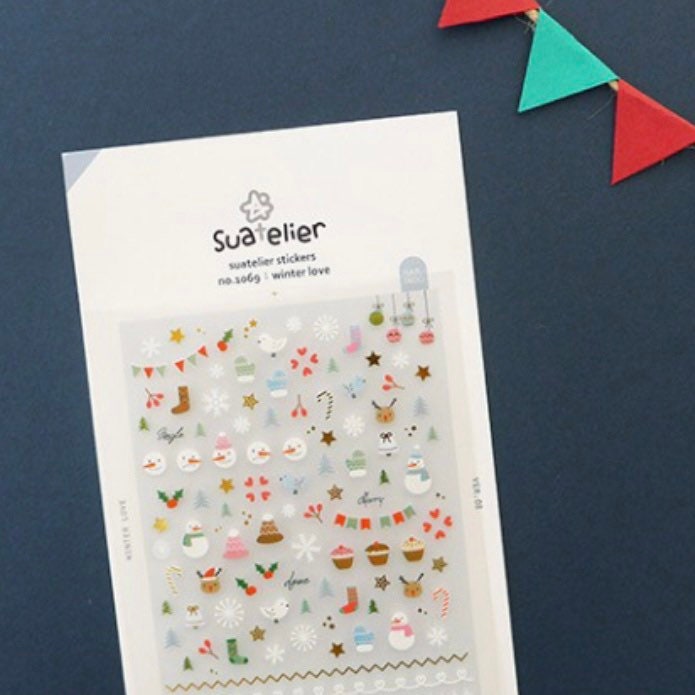 Suatelier Winter Love Decorative Stickers for Journaling and Scrapbooking