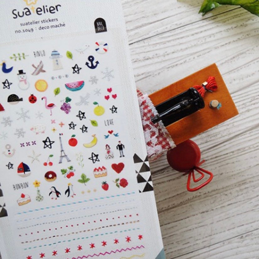 Suatelier Deco Mache Decorative Sticker Sheet for Journaling - 10x19cm