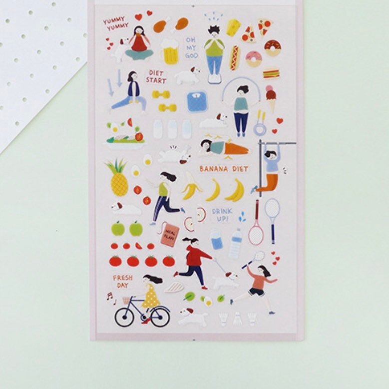 Suatelier Diet Decorative Sticker Sheet for Journaling and Planners