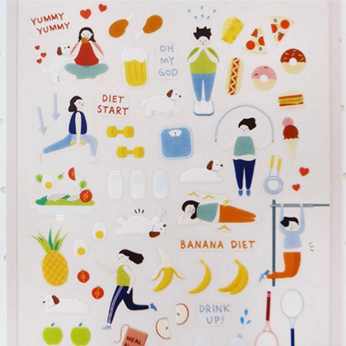 Suatelier Diet Decorative Sticker Sheet for Journaling and Planners
