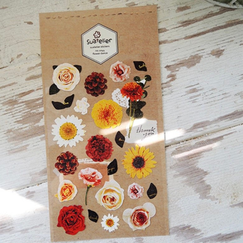 Suatelier Flower Dance Floral Stickers for Journaling and Scrapbooking