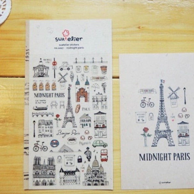Suatelier Midnight Paris Decorative Stickers for Journaling - 1 Sheet