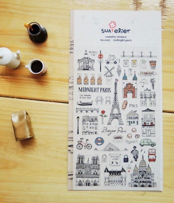 Suatelier Midnight Paris Decorative Stickers for Journaling - 1 Sheet