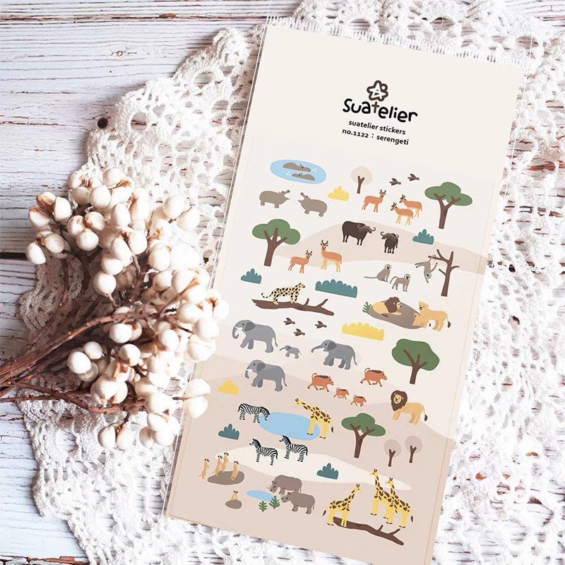 Suatelier Serengeti Animal Sticker Sheet for Journaling by LuLuFun