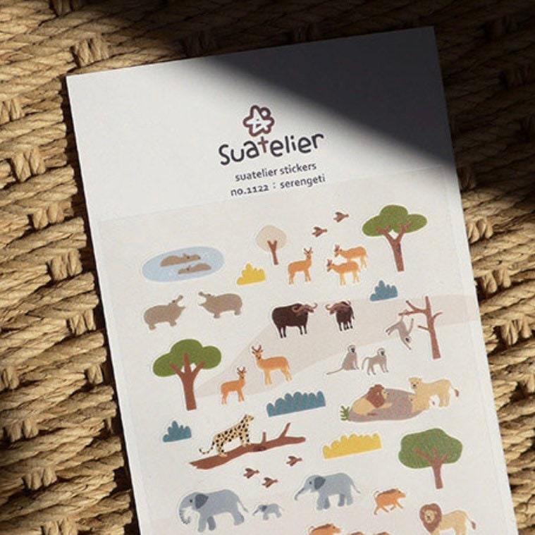 Suatelier Serengeti Animal Sticker Sheet for Journaling by LuLuFun