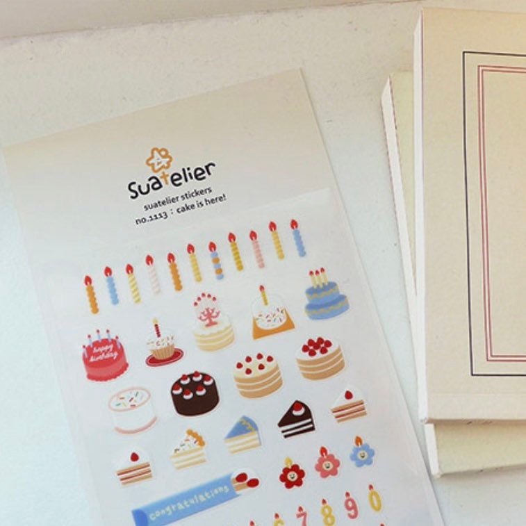 Suatelier Cake is Here Decorative Stickers for Journaling - 1 Sheet