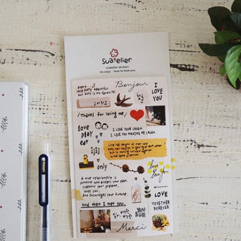 Suatelier Love to Love You Decorative Stickers for Journaling and Crafts