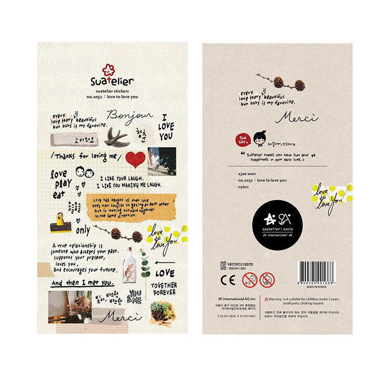 Suatelier Love to Love You Decorative Stickers for Journaling and Crafts