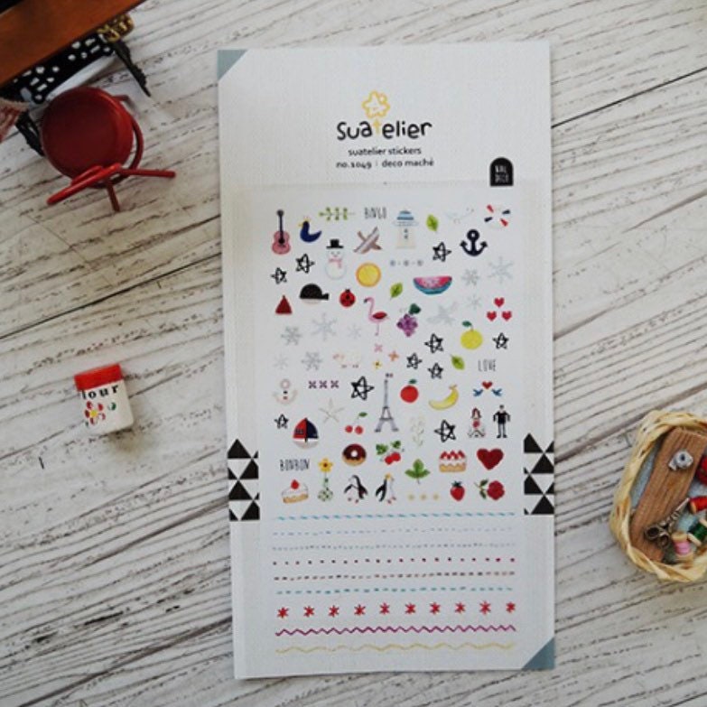 Suatelier Deco Mache Decorative Sticker Sheet for Journaling - 10x19cm