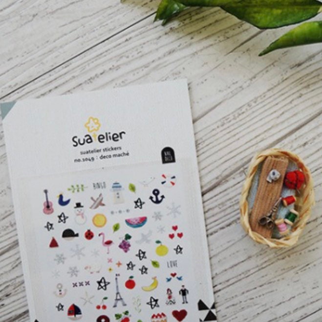 Suatelier Deco Mache Decorative Sticker Sheet for Journaling - 10x19cm