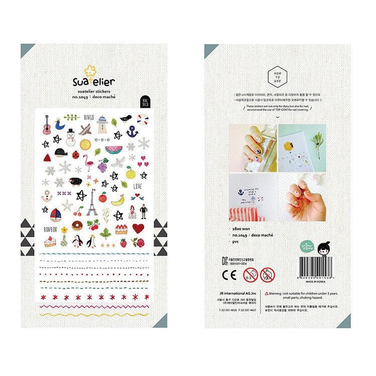 Suatelier Deco Mache Decorative Sticker Sheet for Journaling - 10x19cm