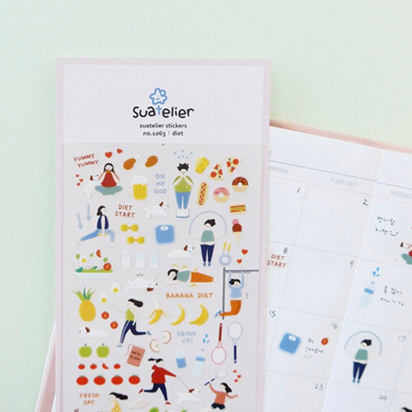 Suatelier Diet Decorative Sticker Sheet for Journaling and Planners
