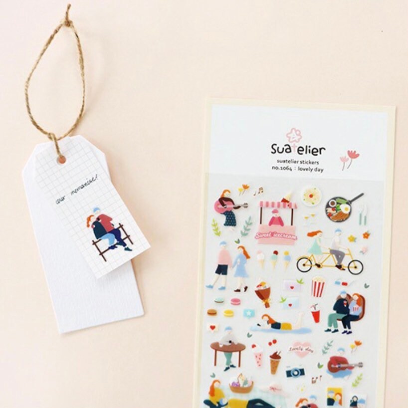 Suatelier Lovely Day Decorative Planner Stickers for Journaling - 1 Sheet