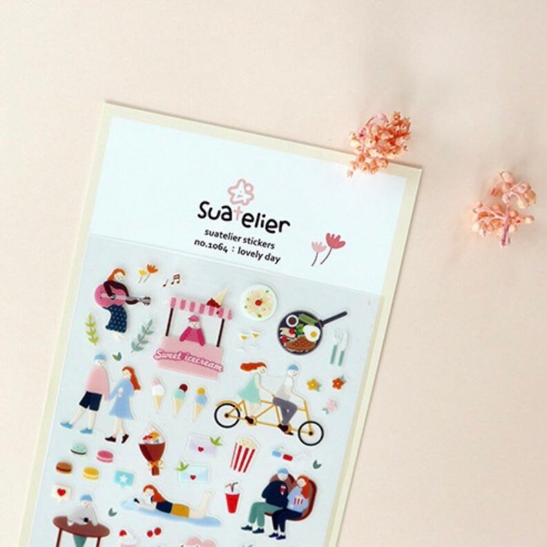Suatelier Lovely Day Decorative Planner Stickers for Journaling - 1 Sheet
