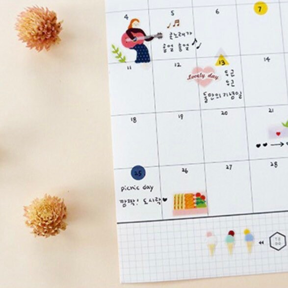 Suatelier Lovely Day Decorative Planner Stickers for Journaling - 1 Sheet