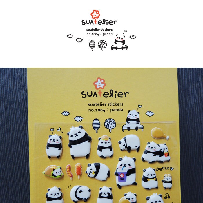 Panda Puffy Stickers by Suatelier – Cute Decorative Journaling Decals