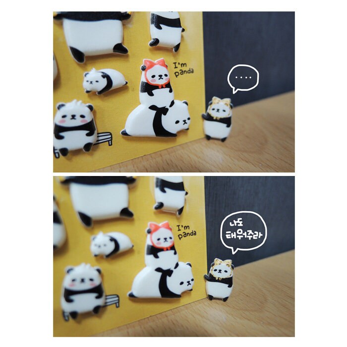 Panda Puffy Stickers by Suatelier – Cute Decorative Journaling Decals