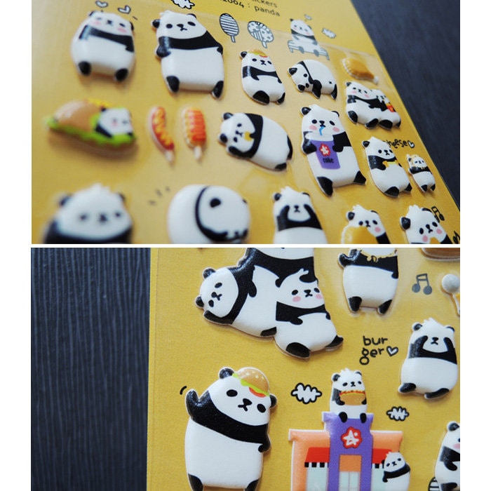 Panda Puffy Stickers by Suatelier – Cute Decorative Journaling Decals