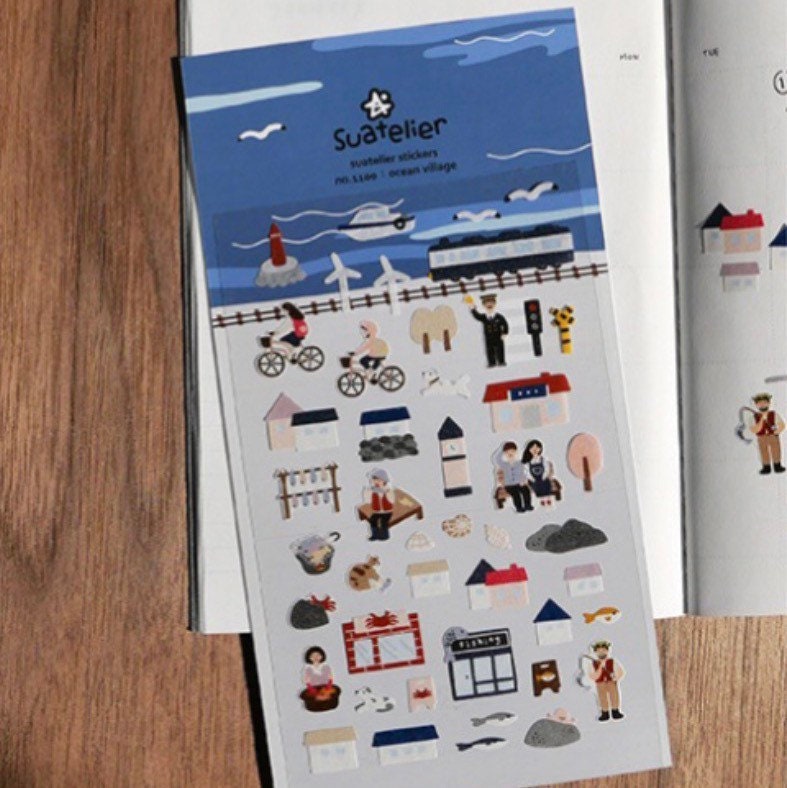 Ocean Village Decorative Craft Stickers by Suatelier - 1 Sheet