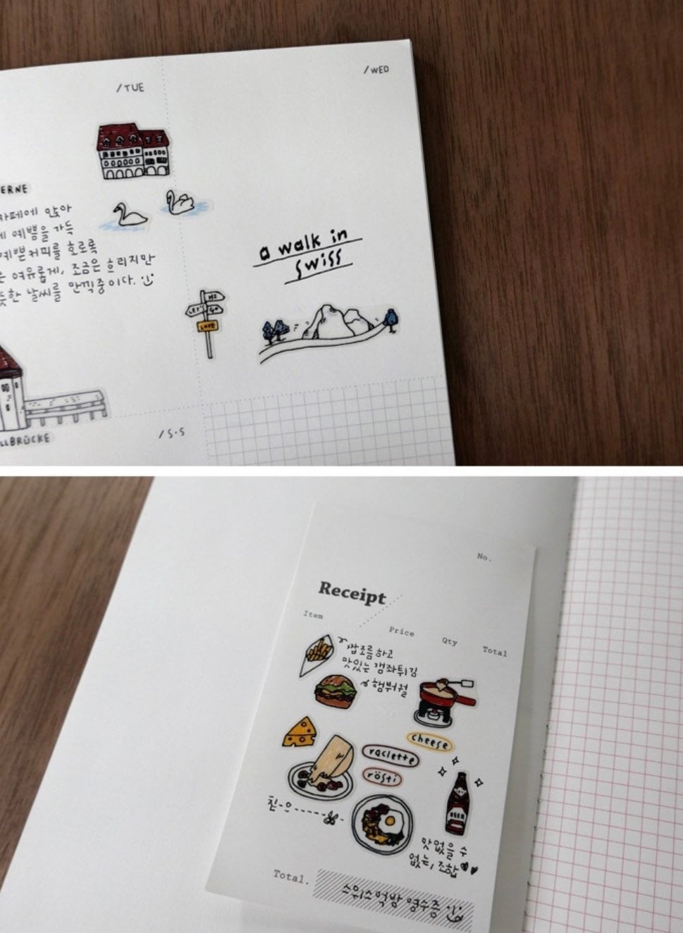 Suatelier A Walk in Swiss Decorative Stickers for Journaling - 1 Sheet