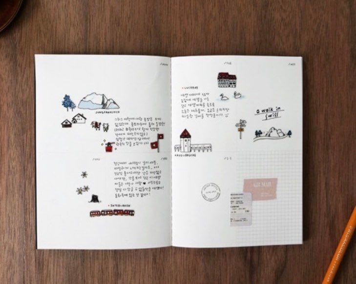 Suatelier A Walk in Swiss Decorative Stickers for Journaling - 1 Sheet