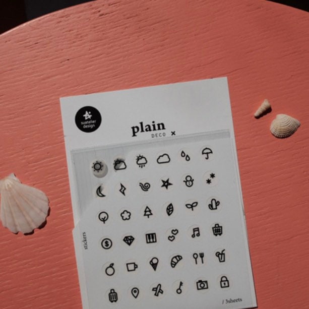 Suatelier Plain.27 Decorative Korean Stickers for Journaling - 3 Sheets