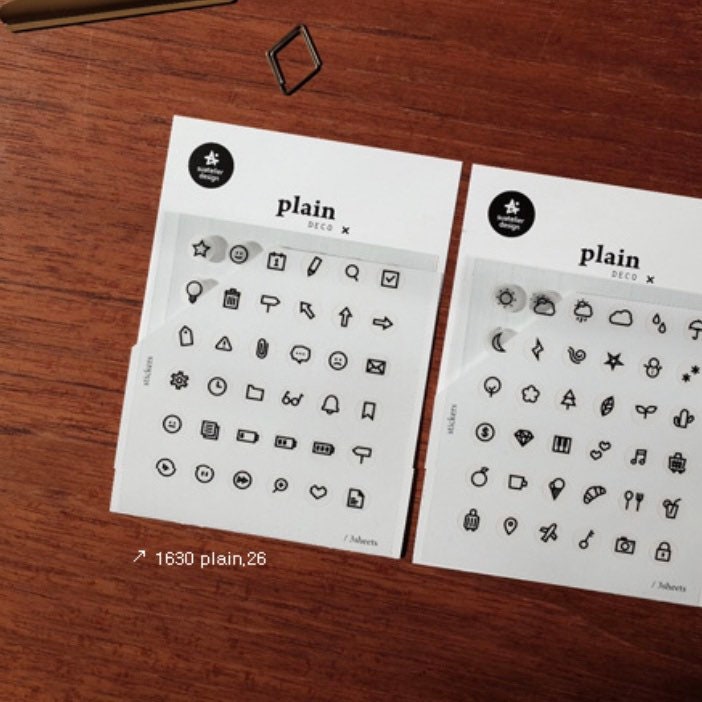 Suatelier Plain.27 Decorative Korean Stickers for Journaling - 3 Sheets