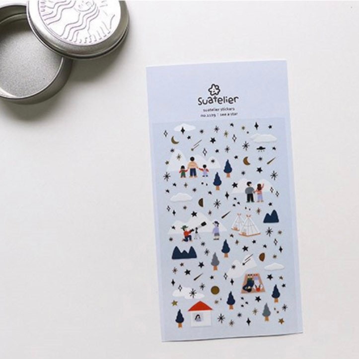 Suatelier See a Star Decorative Craft Stickers for Journaling - 1 Sheet
