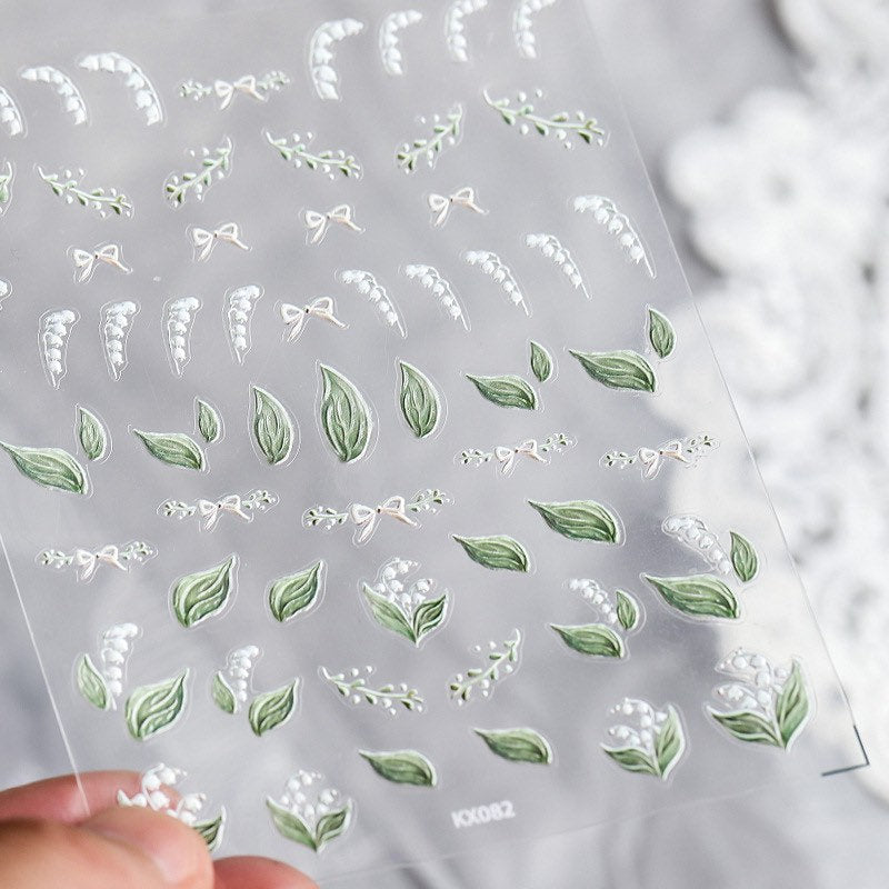LuLuFun Studio Green Flower Nail Art Stickers - Floral Deco Decals