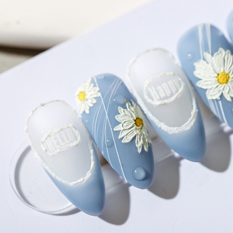 LuLuFun Studio White Daisy Nail Deco Stickers - Floral Nail Art Decals