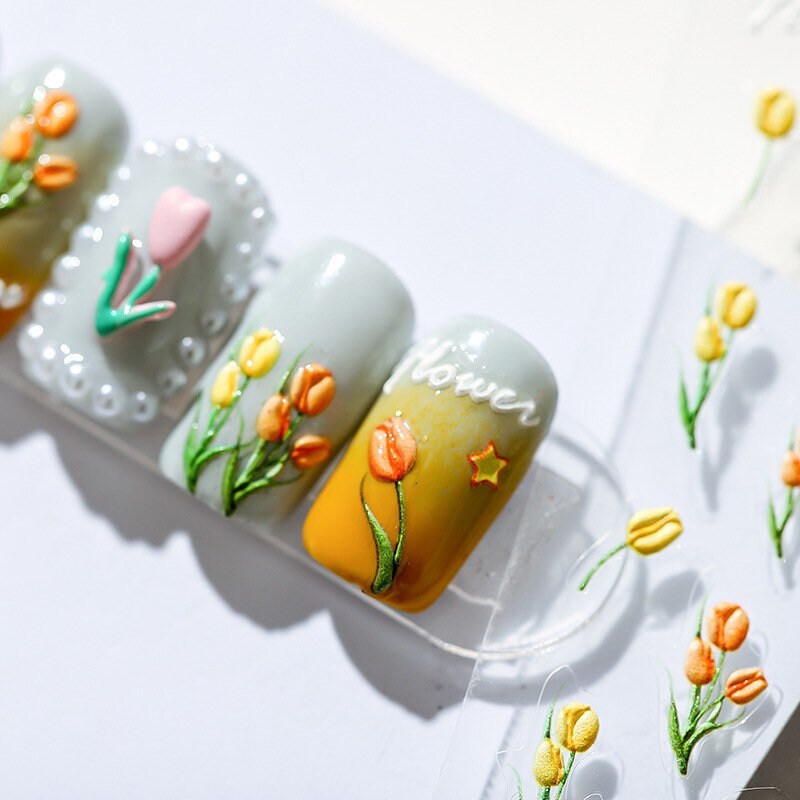 Spring Tulip Nail Deco Stickers – LuLuFun Studio Floral Nail Art