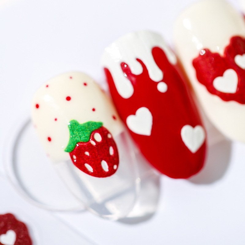 LuLuFun Studio Strawberry Nail Deco Stickers – Cute Manicure Decals