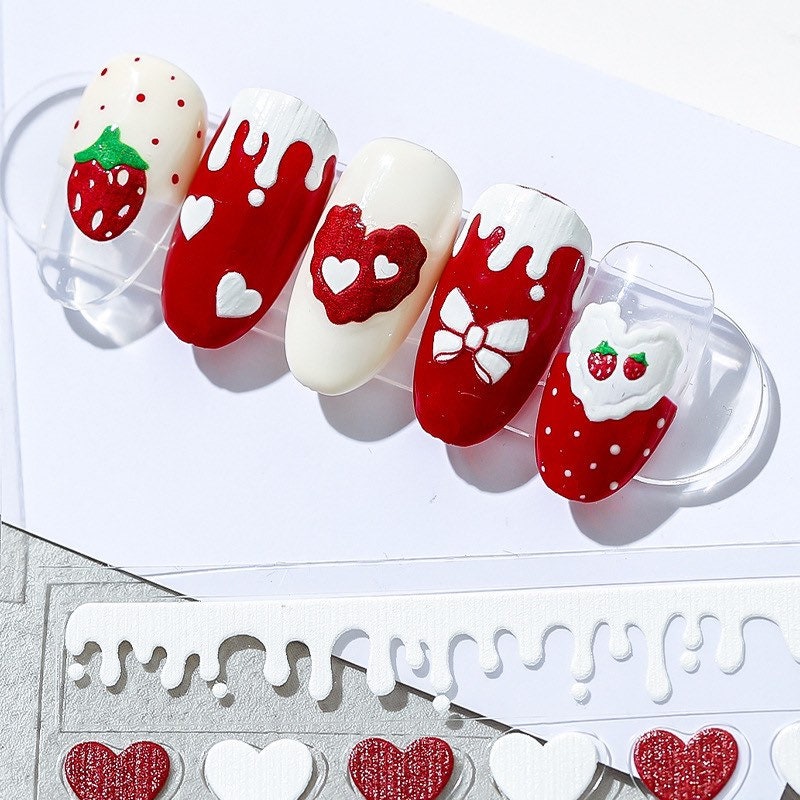 LuLuFun Studio Strawberry Nail Deco Stickers – Cute Manicure Decals