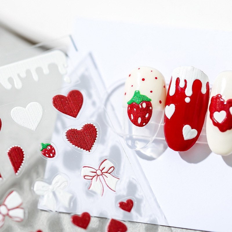 LuLuFun Studio Strawberry Nail Deco Stickers – Cute Manicure Decals