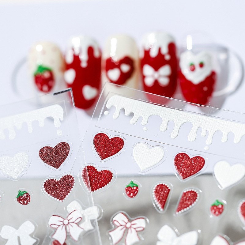 LuLuFun Studio Strawberry Nail Deco Stickers – Cute Manicure Decals