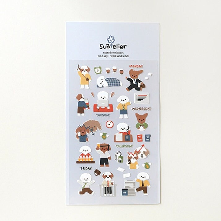 Suatelier Work and Work Decorative Sticker Sheet by LuLuFun Studio