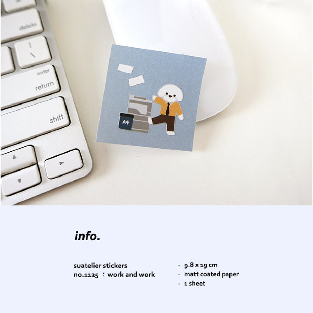 Suatelier Work and Work Decorative Sticker Sheet by LuLuFun Studio
