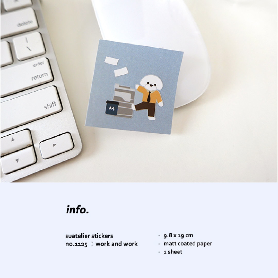 Suatelier Work and Work Decorative Sticker Sheet by LuLuFun Studio